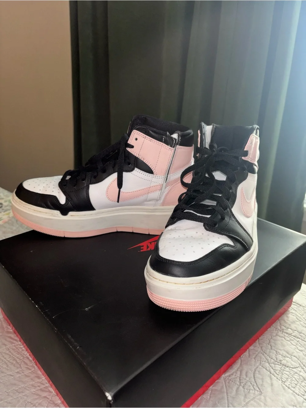 Nike Women’s High-Top Sneakers in Pink, Black & White
